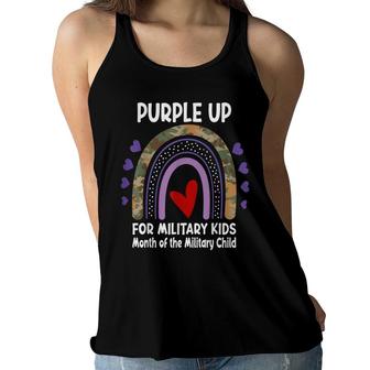 Purple Up For Military Kids Military Child Month Rainbow Women Flowy Tank - Seseable