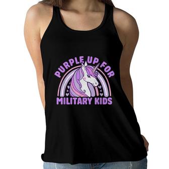 Purple Up For Military Kids Military Child Month Unicorn Women Flowy Tank - Seseable