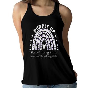 Purple Up For Military Kids Month Military Child Rainbow Women Flowy Tank - Seseable