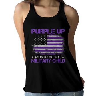 Purple Up For Military Kids Month Military Child Us Flag Women Flowy Tank - Seseable