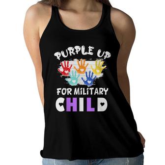 Purple Up For Military Kids Month Of The Military Child Hand Women Flowy Tank - Seseable