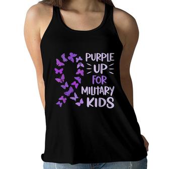 Purple Up Military Child Butterfly Military Brats Month Women Flowy Tank - Seseable