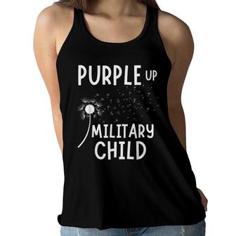 Purple Up Military Child Month Month Dandelion Women Flowy Tank - Seseable