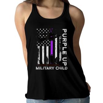 Purple Up Military Kids Military Child Month Us Flag Women Flowy Tank - Seseable