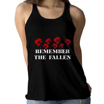 Remember The Fallen Red Flower Beautiful Women Flowy Tank - Seseable