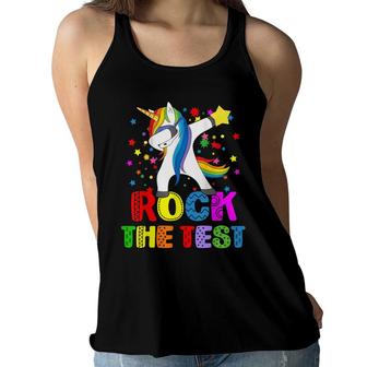 Rock The Test Test Day Teacher Testing Squad Unicorn Women Flowy Tank - Seseable