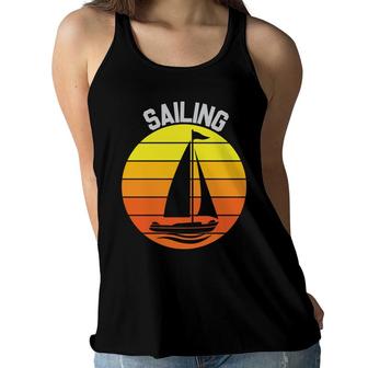 Sailing Vintage Retro Sailboat 70S Style Gift Idea Women Flowy Tank - Seseable