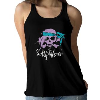 Salty Wench Girl Pirate Skull Crossbones Anchor Tee Women Flowy Tank | Mazezy
