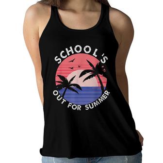 Schools Out For Summer Last Day Of School Retro For Teacher Women Flowy Tank - Seseable