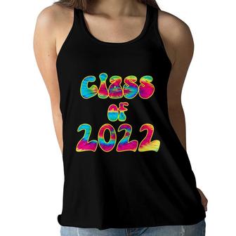 Senior Year 2022 Class Of 2022 Graduation Tie Dye Groovy Women Flowy Tank - Seseable