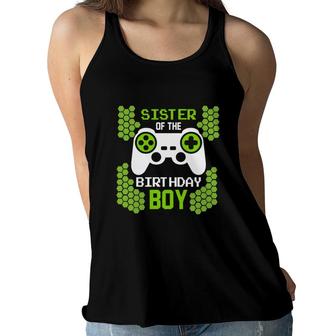 Sister Of The Birthday Boy Matching Video Gamer Green Women Flowy Tank - Seseable