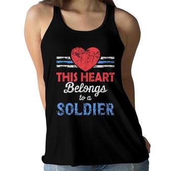 Soldiers Wife My Heart Belongs To A Soldier Military Women Flowy Tank - Seseable