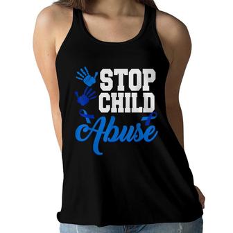 Stop Child Abuse Cool Child Abuse Prevention Awareness Women Flowy Tank - Seseable