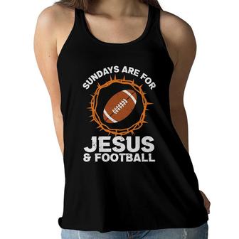 Sundays Are For Jesus Football Bible Verse Graphic Christian Women Flowy Tank - Seseable