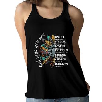 Sunflowers God Say You Are With Bible Verses Quotes Jesus Women Flowy Tank - Seseable