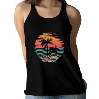 Surf Paradise Beach Retro Sunset Great Vintage Women Flowy Tank - Seseable