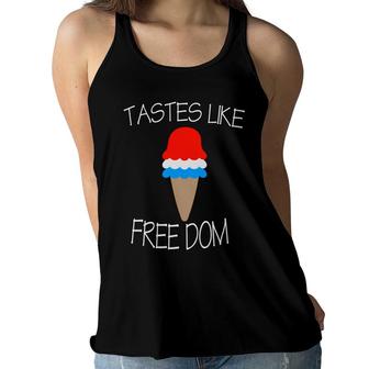 Tastes Like Freedom July Independence Day Ice Cream 2022 Women Flowy Tank - Seseable