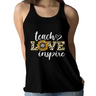 Teach Love Inspire Sunflower Teacher Yellow Women Flowy Tank - Seseable