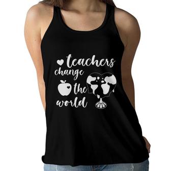 Teachers Change The World Heart Earth Great Women Flowy Tank - Seseable