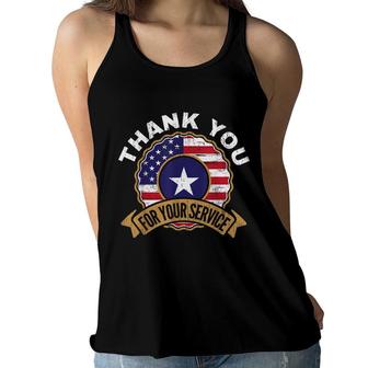Thank You For Your Service Patriot Memorial Day Women Flowy Tank - Seseable
