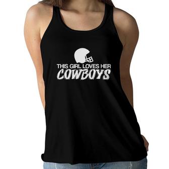 This Girl Loves Her Cowboys Cute Texas Dallas Women Flowy Tank | Mazezy
