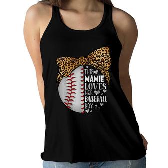 This Mamie Loves Her Baseball Boy Mothers Day Leopard Women Flowy Tank - Seseable