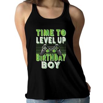 Time To Level Up Birthday Boy Video Game Lover Party Women Flowy Tank - Seseable