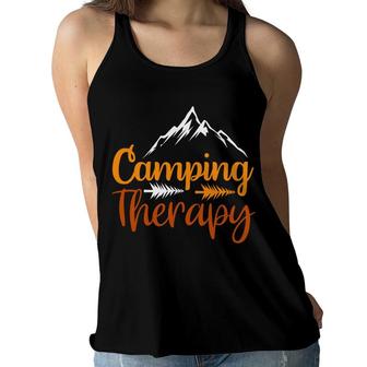 Travel Lover Always Has Camping Therapy In Every Exploration Women Flowy Tank - Seseable
