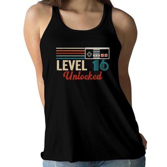 Unlocked Level 16 Birthday Boy Video Game Controller Women Flowy Tank | Mazezy