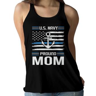Us Navy Pround Mom Veteran 2022 Blue White Women Flowy Tank - Seseable