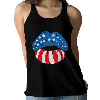 Usa July Independence Day Lip Great Gift 2022 Women Flowy Tank - Seseable