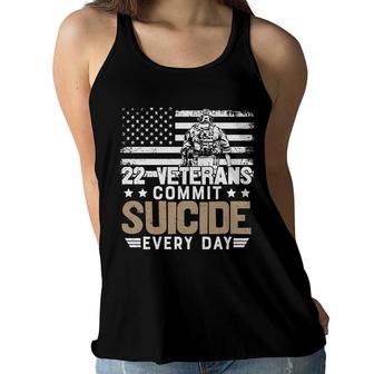 Veteran 2022 Commit Suicide Every Day Women Flowy Tank - Seseable