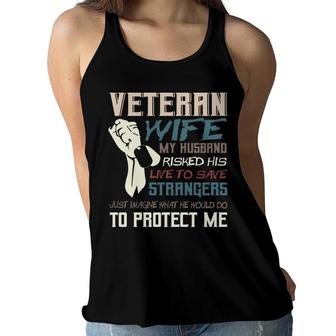 Veteran Wife Army Husband Soldier Saying Veteran 2022 Women Flowy Tank - Seseable