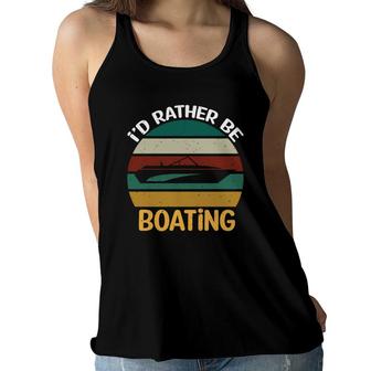 Vintage Id Rather Be Boating Retro 70S Style Lovers Women Flowy Tank - Seseable