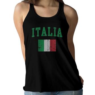 Vintage Italia Flag Italian Italy Italiano Men Women Kids Raglan Baseball Tee Women Flowy Tank - Seseable