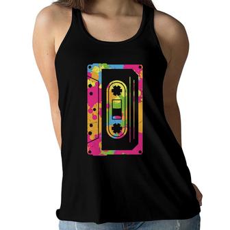 Watercolor Mixtape Music The 80S 90S Style Funny Gift Women Flowy Tank - Seseable