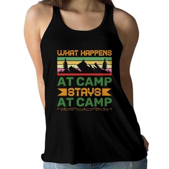 What Happens At Camp And Stays At Camp Of Travel Lover In Exploration Women Flowy Tank - Seseable