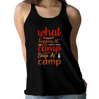 What Happens At Camp Stays At Camp Of Explore Travel Lover Women Flowy Tank - Seseable