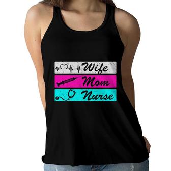 Wife Mom Nurse Graphics Is Three Different New 2022 Women Flowy Tank - Seseable