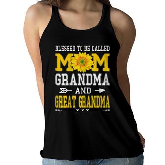 Womens Blessed To Be Called Mom Grandma Great Grandma Mothers Day Women Flowy Tank - Seseable