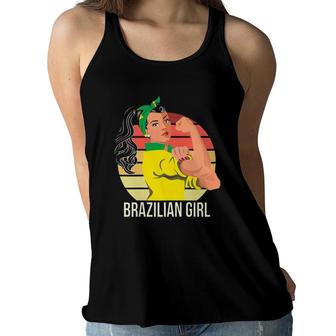Womens Brazil Flag Brazilian Girl Women Flowy Tank | Mazezy