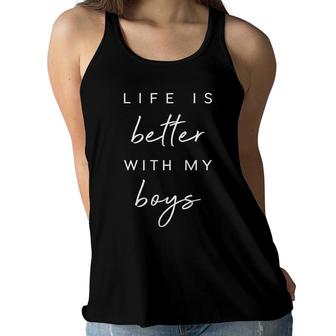 Womens Cute Life Is Better With My Boys Mothers Day Women Flowy Tank - Seseable
