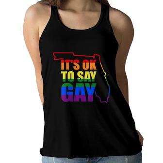 Womens Florida Lgbtq Its Ok To Say Gay Protect Lgbtq Kids Women Flowy Tank - Seseable