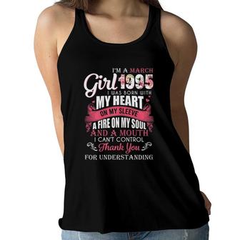 Womens Im A March Girls 1995 26Th Birthday Gifts 26 Years Old Women Flowy Tank - Seseable