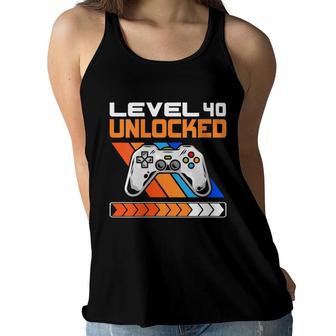 Womens Level 40 Unlocked Gamer Gaming 40Th Birthday Gift Women Flowy Tank - Seseable