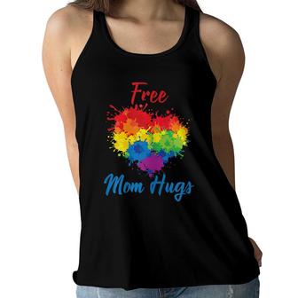 Womens Proud Free Mom Hugs Lgbt Rainbow Gay Pride Mom Women Flowy Tank - Seseable