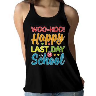 Woo Hoo Happy Last Day Of School Fun Teacher Student Summer Women Flowy Tank - Seseable