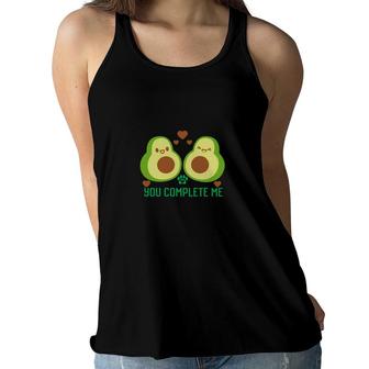 You Complete Me Funny Avocado Couple Green Graphic Women Flowy Tank - Seseable