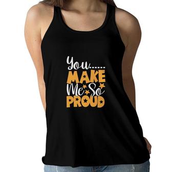 You Make Me So Proud Orange And White Great Graphic Teacher Women Flowy Tank - Seseable