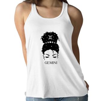 Messy Bun Zodiac Astrology Gemini Girl Birthday Women Flowy Tank